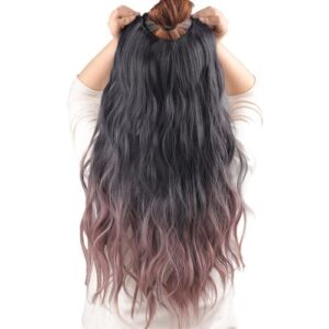 Women One Piece V-Shaped Wig Gradient Color Water Ripple Hair Extension Piece for Women 21 Inch 6 Gradient Colors,C NO5116