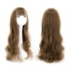 Long Curly Wig with Air Bangs Black and Brown Full Head Fluffy Wig for Girls Daily Use Hair Styling,Light Brown NO5115
