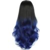 Gradient Color Curly Wig for Women Natural Look Heat-Resistant Synthetic Fibre Wig for Photography Stage Movie Hair,Blue NO5115