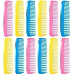 12 Pieces Colorful Hair Combs Set for Kids Women Men Colorful Plastic Fine Dressing Comb Pink, Yellow, Blue