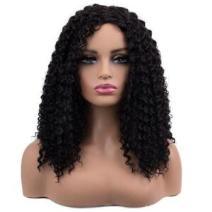 Curly Hair Wig With Middle Part Closure For Ladies