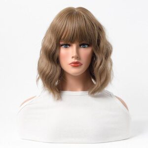 Wig short curly hair with bangs BOBOP head multi-color shoulder-length chemical fiber full headgear