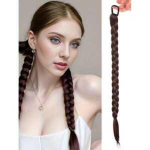 Long Braid Twisted Extension Ponytail Natural Soft Synthetic Hairpiece For Women, Daily Wear Or