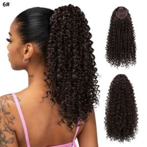 16 inch curly ponytail female synthetic fiber drawstring ponytail
