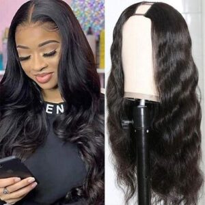 Rebecca Glueless Body Wave U Part Wigss For Women Natural Black Color Brazilian Body Wave V Part