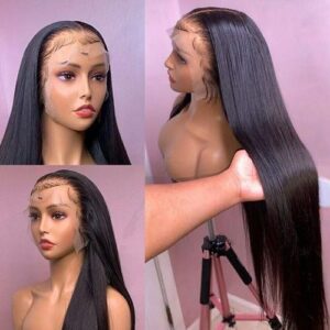 34inch Real Hair Long Straight Frontal Hairpiece  Black