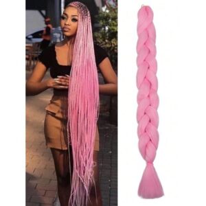 Pre Stretched Extension Jumb Braiding 40 Inch Pack Of 1 Low Temperature Pink Colourful Professional