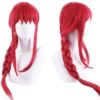 Anime Character COS Wig Long Straight Hair with Ponytail Machima Red Wig Halloween Costume Party Wig Synthetic Hair