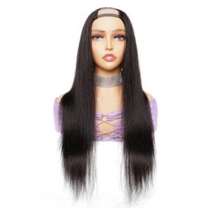 U Part Wigss Bone Straight Non-Lace Glueless Half Wigs With Clips Natural Color Remy Indian Extension 150%