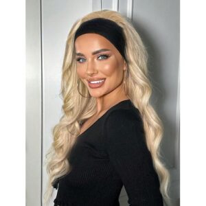 Synthetic Headband Highlight Ombre Honey Blonde Wig For Body Wave Long Curly 26Inch Gold Glueless