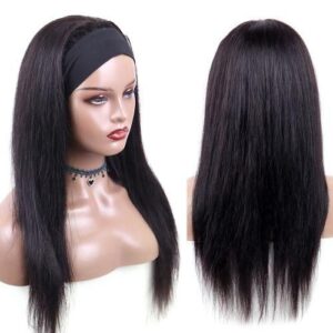 Headband Wigs Bone Straight Glueless Full Machine Made Natural Color Malaysia Wigss For Women 180%