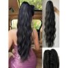 Claw Ponytail Extension Hair Long Wavy Bouncy Curls Brown Color 18 Inch Heat Resistant