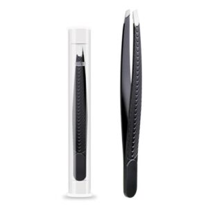 Tweezers for Eyelash Extensions Steel Remover Clip False Lashes Extension Tweezers for Facial Hair Splinter and Eyelashes,Swim Black,Screw Thread NO5115