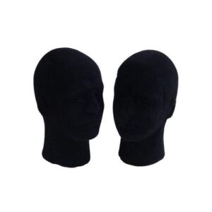Polystyrene Black Foam Men Model Mannequin Head Dummy Stand Shop Display Hat, 2 x BLACK