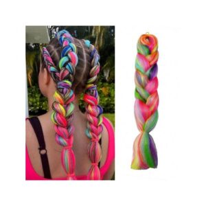 Jumbo Mix Ten Silky Colorful Twist Braiding Rainbow Colors Extensions Kanekalon Hair Synthetic Fiber