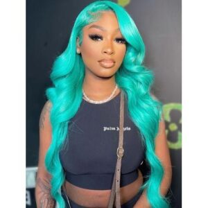 Sky Blue HD Transparent Lace Frontal Wigss 30 Inch Malaysian Colored Body Wave Wigss for Women PrePlucked 613