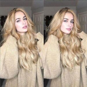 Medium Temperament Wig For European And American Women, Light Goldslightly Curly Hairsynthetic Wig Set Wholesale