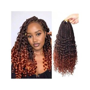 12inch 6 Pac Bob Goddess Curly Ends Box Braids Pre-Looped Synthetic Crochet Hair Extensions