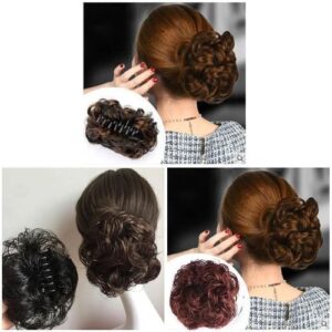 Curly Wavy Ponytail Hairpieces Claw Clip Messy Bun Hair Piece for Daily Home Office Outdoor NO5143