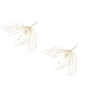Leaf Shape Hair Styling Piece French Creamy-white Satin Flowers Hair Clamps for Wedding Banquet Chinese Clothes Party,White NO5241