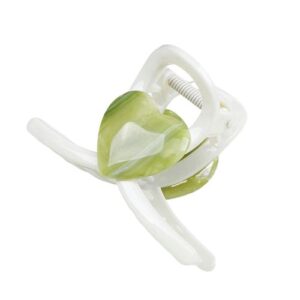 Simple Hollow Out Hair Claw with Heart Decor Artificial Small Reusable Plastic Non Slip Clips for Thick Curly Hair Styling Decorative,Creamy-white NO5113