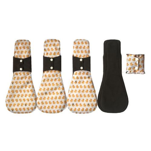 JUTESK's 5 pieces14 Inch / 35.4cm Overnight Charcoal Bamboo Mama Cloth/ Menstrual Pads/ Reusable Sanitary Pads