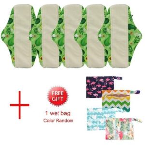 6pcs Set 1pc Mini Wet Bag +5pcs Bamboo Charcoal Cloth Menstrual Pads/Reusable Sanitary Pads/Mama Panty Liners Dropshipping