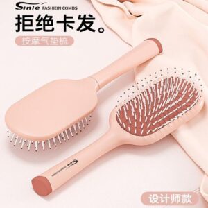 Cream-Feeling Macaron Vertical Long Handle Air Cushion Airbag Comb Massage Scalp Hair Curling Comb Household Fluffy Hairdressing Comb