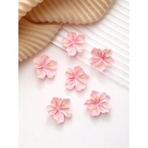 6pcs Cream-Color Resin Hair Clips Sweet Pink wer Design Bobby Pin Cute Side Clip Hairpin For Fringe