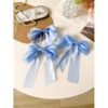 3pcs Blue & Cream Lace Bow Hairpins, Sweet Hairclips For Women