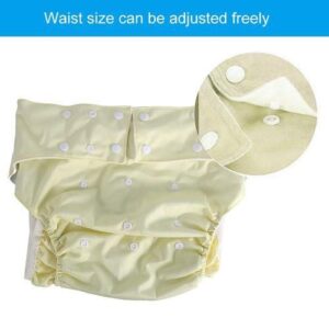 Adult Washable Cloth Diaper Adjustable Reusable Ultra Absorbent Incontinence Pan Yellow