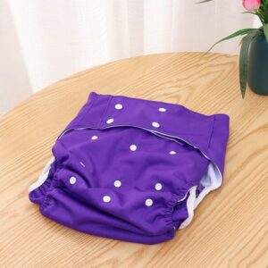 Adult Washable Cloth Diaper Adjustable Reusable Ultra Absorbent Incontinence Pan Purple