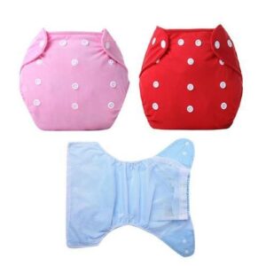 3pcs Cloth Diaper with Adjustable Snap Reusable Washable Breathable Baby Diaper Pants New,Grid NO