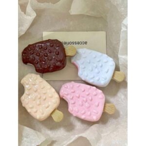 4pcs Girls' Colorful Ice Cream Shaped Hair Clips, Cute And Sweet Accessories For Daily, School,