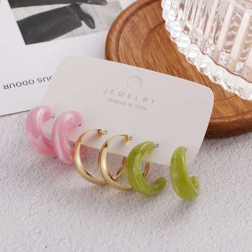 A Set Of Acrylic Earrings Hoops For Fashionable Women