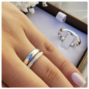 3pc. 4mm Width Stainless Steel Wedding Ring Set