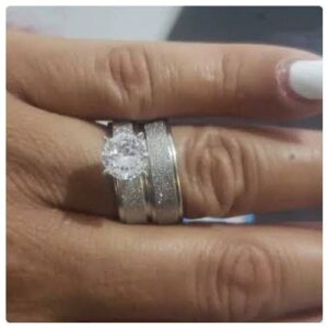 2pc. 6mm*2 Sandblasted Stainless Steel Wedding Ring Set