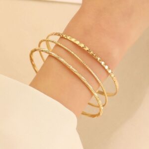 3-Piece Alloy Gold Bracelet Set
