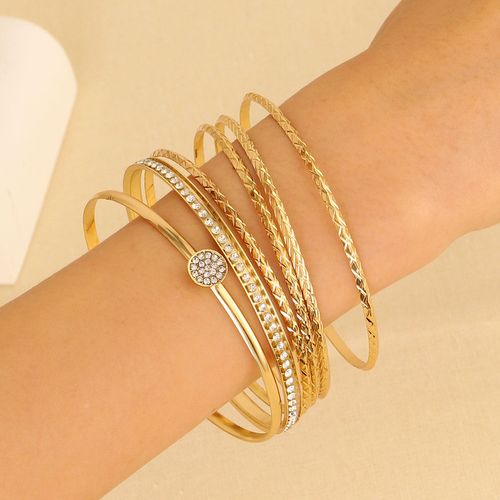 6-Piece Alloy Gold Bracelet Set