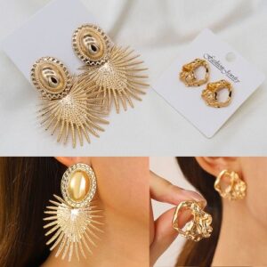 2 Pairs Of High-quality Gold-colored Earrings Set