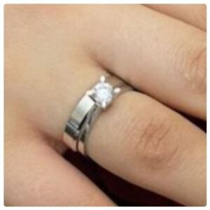2pc. Silver Stainless Steel Wedding Ring Set