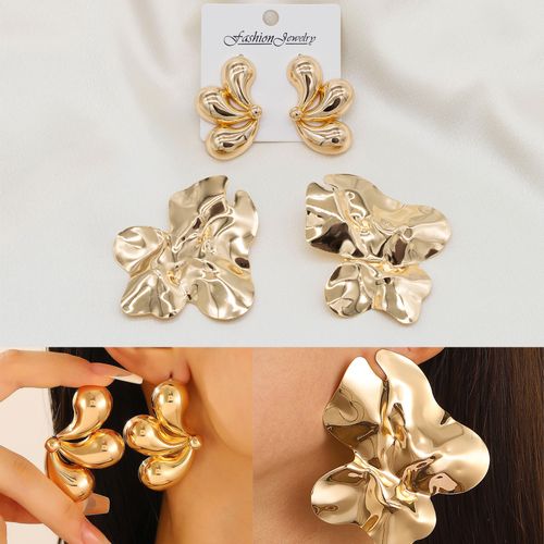 2 Pairs Of Irregular Metal Vintage Creative Earring Set