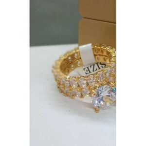 5701 Luxury Gold Plated Wedding Ring Set 3 In 1