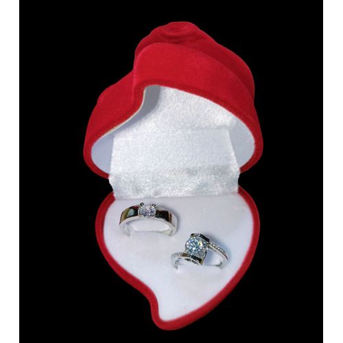 Adjustable Couples Zircon Silver Diamond Wedding Ring Set