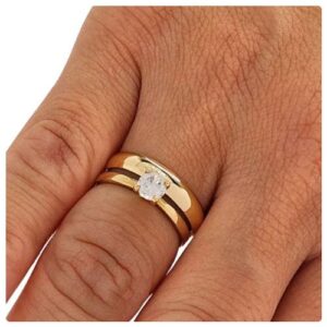 2pc. 6mm/4mm Width Gold Stainless Steel Wedding Ring Set