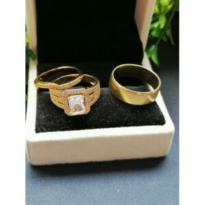2024 22karat Luxury Gold Plated Wedding Ring Set N56