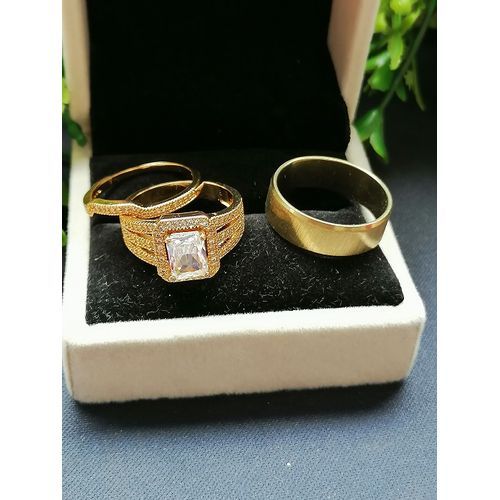 2024 22karat Luxury Gold Plated Wedding Ring Set N56