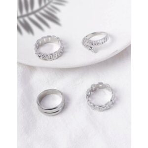 4 Piece Silver Stackable Finger Ring Set