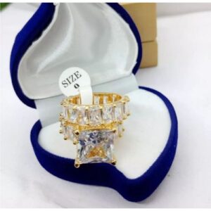 2024 Luxury Zirconia Gold Plated Couple Ring Set