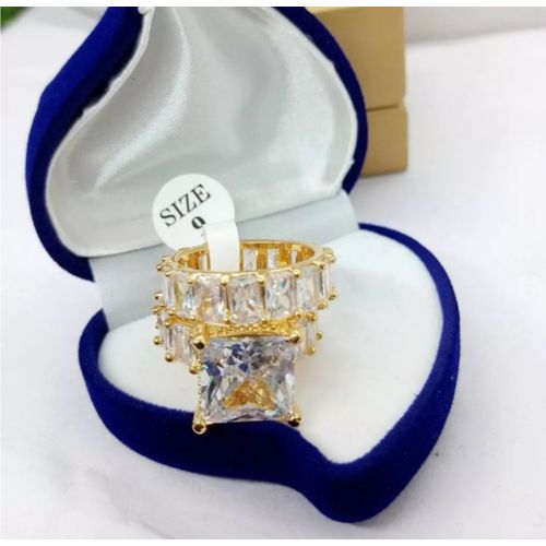 2024 Luxury Zirconia Gold Plated Couple Ring Set